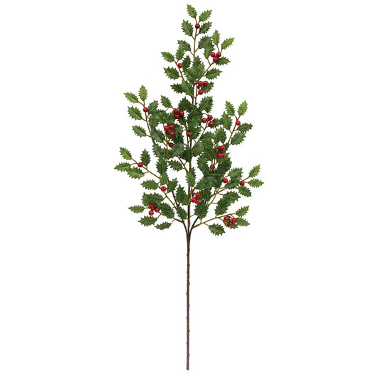 28" Holly & Berries Spray