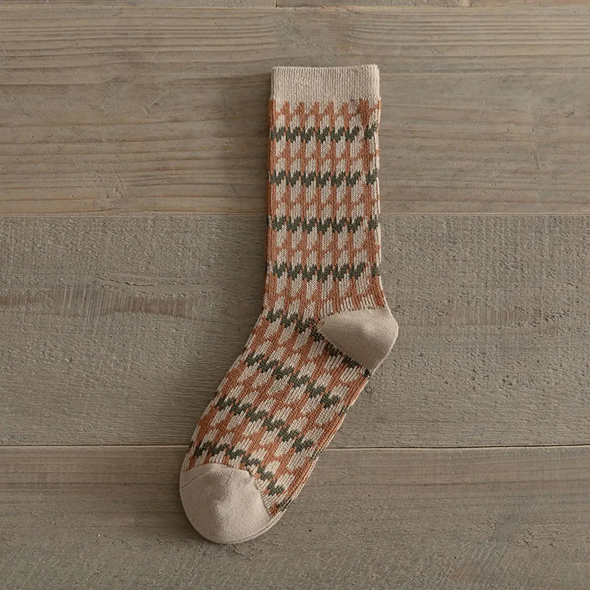 Brown & Green Pattern Socks