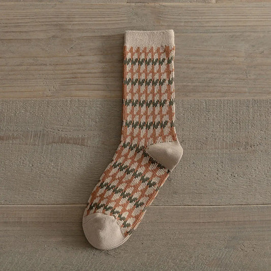 Brown & Green Pattern Socks