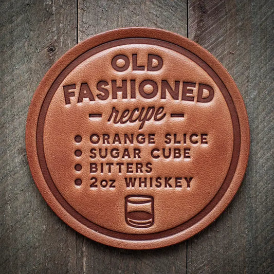Old Fashioned Recipe Leather Coaster