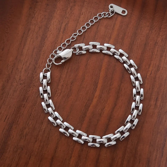 18K Gold Non-Tarnish Flat Chain Bracelet