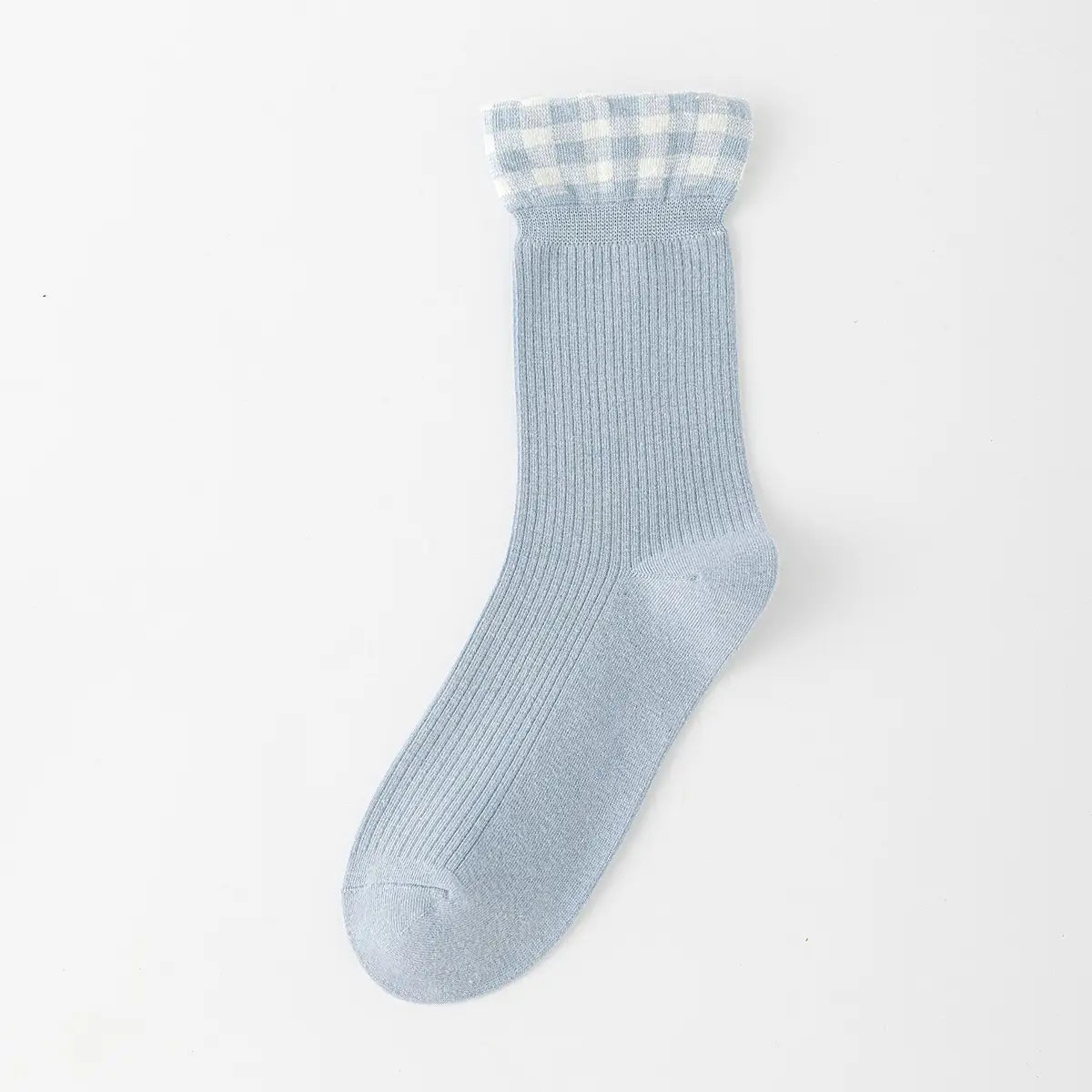 Gingham Trim Mid Calf Socks