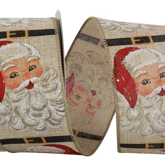 Happy Santa Wired Edge Ribbon