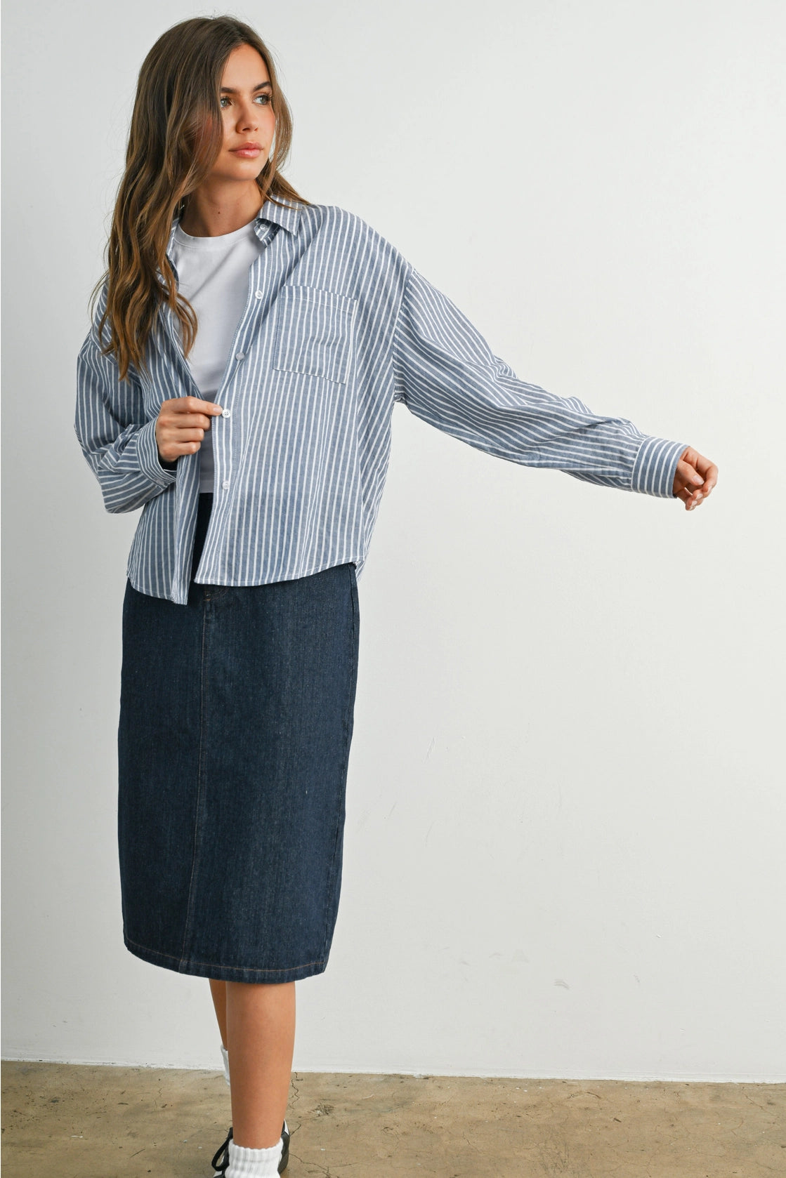 Striped Long Sleeve Button Up