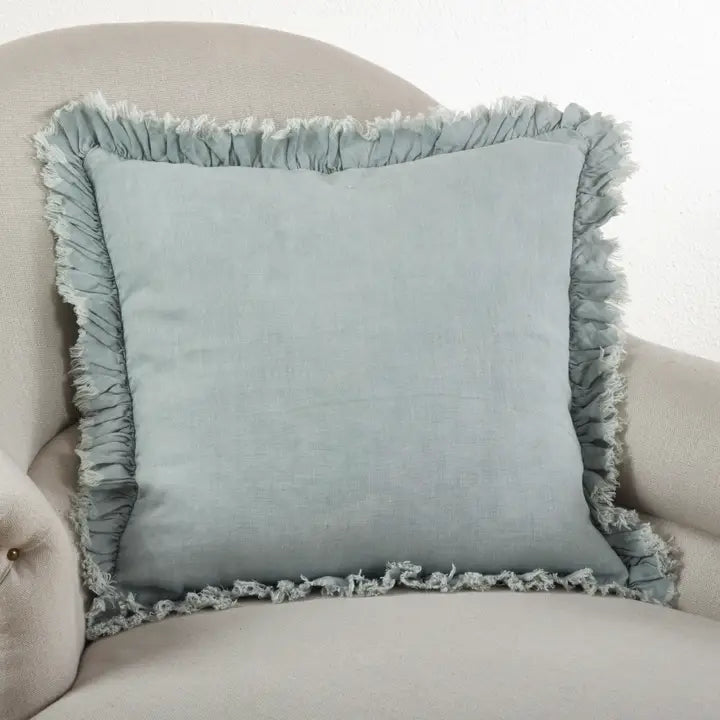 20" Ruffled Design Pilliow - Blue Grey