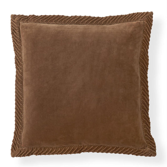 20" Cotton Velvet Brown Pillow
