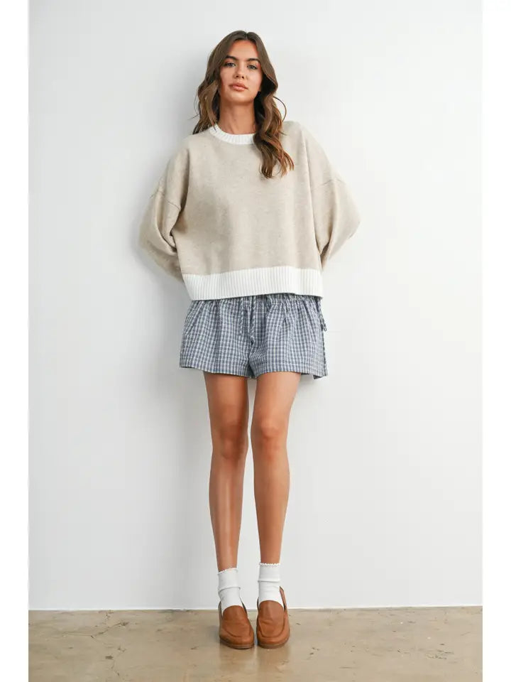 Cozy Contrast Trim Sweater