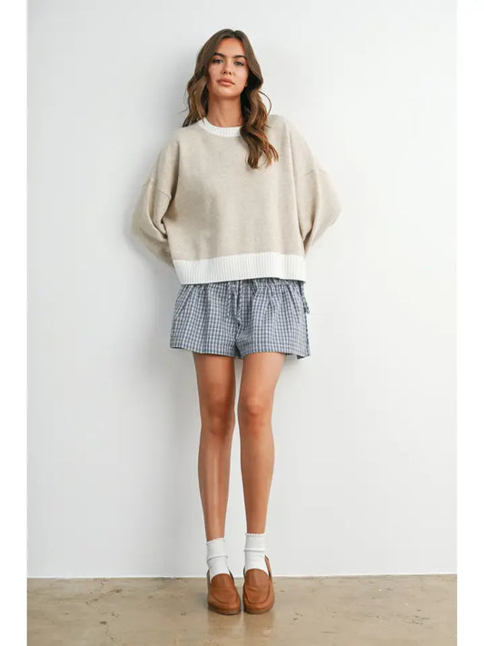 Cozy Contrast Trim Sweater