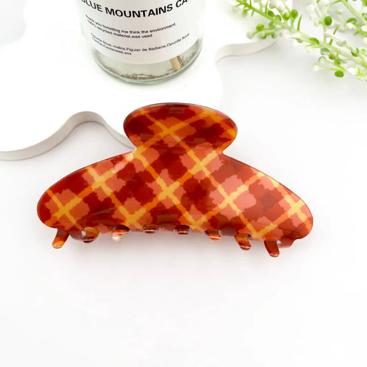 Plaid Crescent Hair Claw