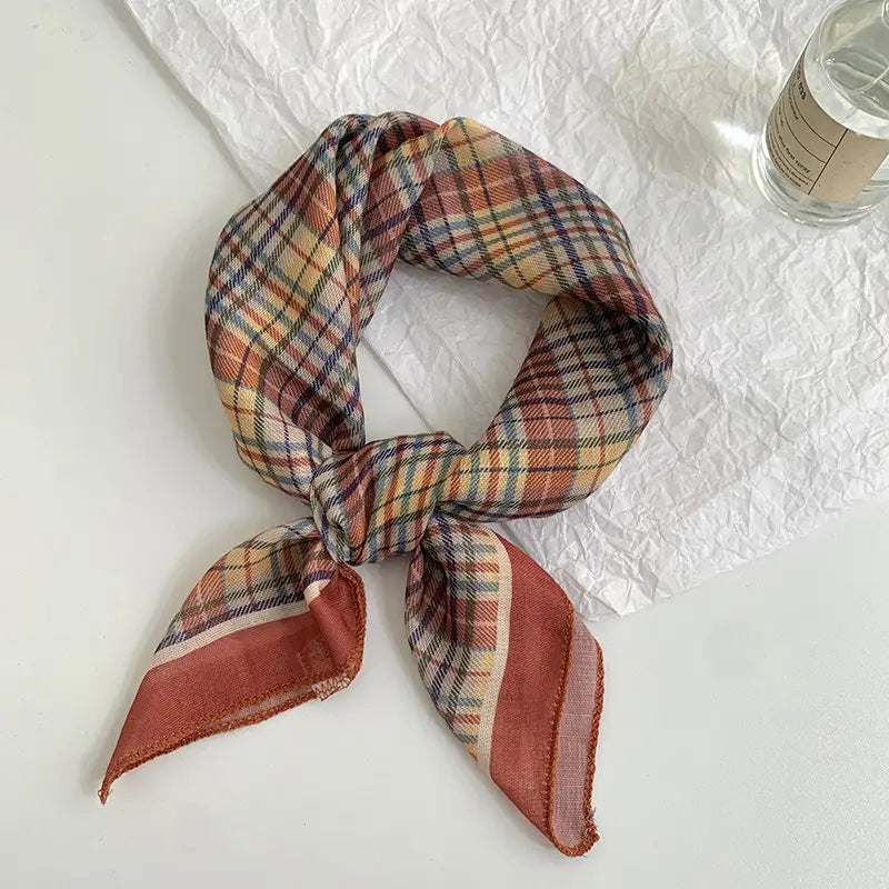 Cottage Floral Plaid Head Scarf