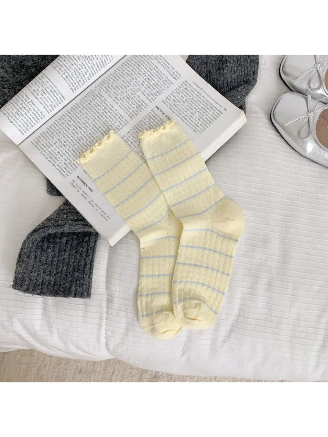 Ruffle Trim Striped Socks
