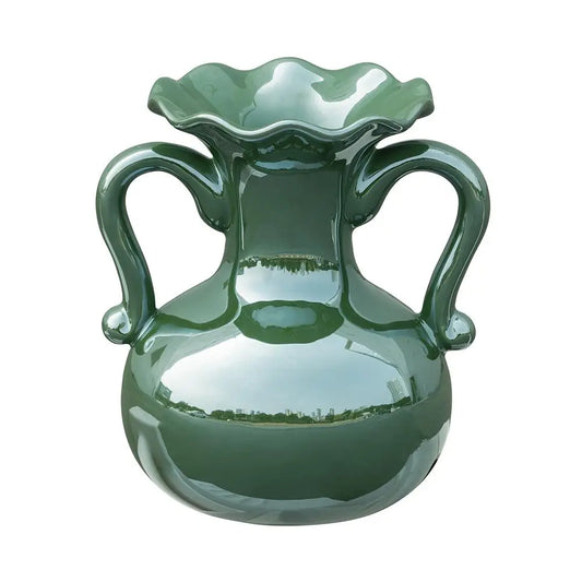 Green Electroplating Vase with Handles