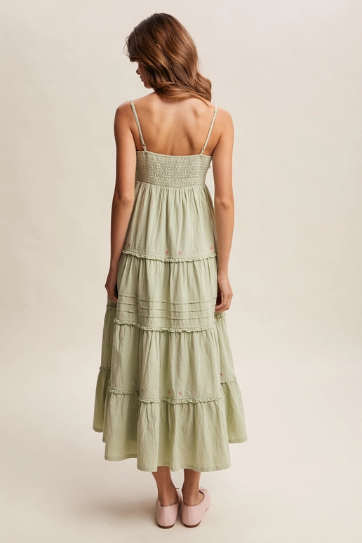 Embroidered Tiered Maxi Dress