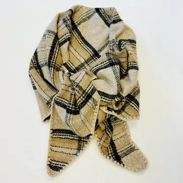 Plaid Stitched Triangle Shawl Scarf