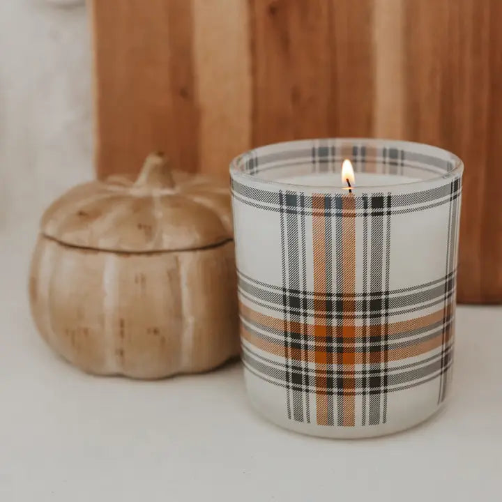 Hello Fall 12ox Boxed Plaid Soy Candle