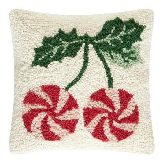 Peppermints Cherry Hook Pillow