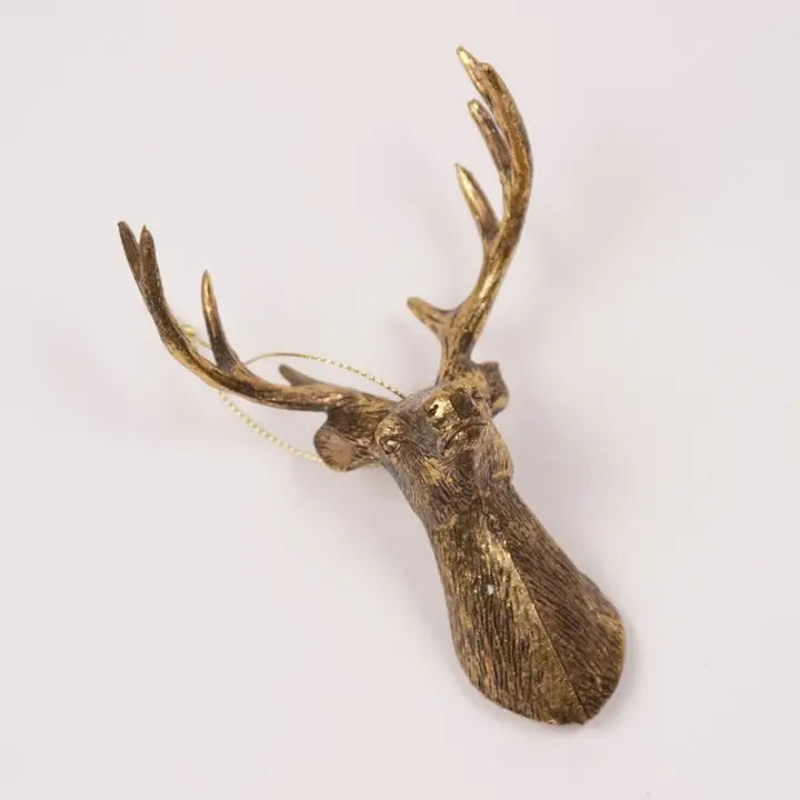 Deer Bust Gold Ornament