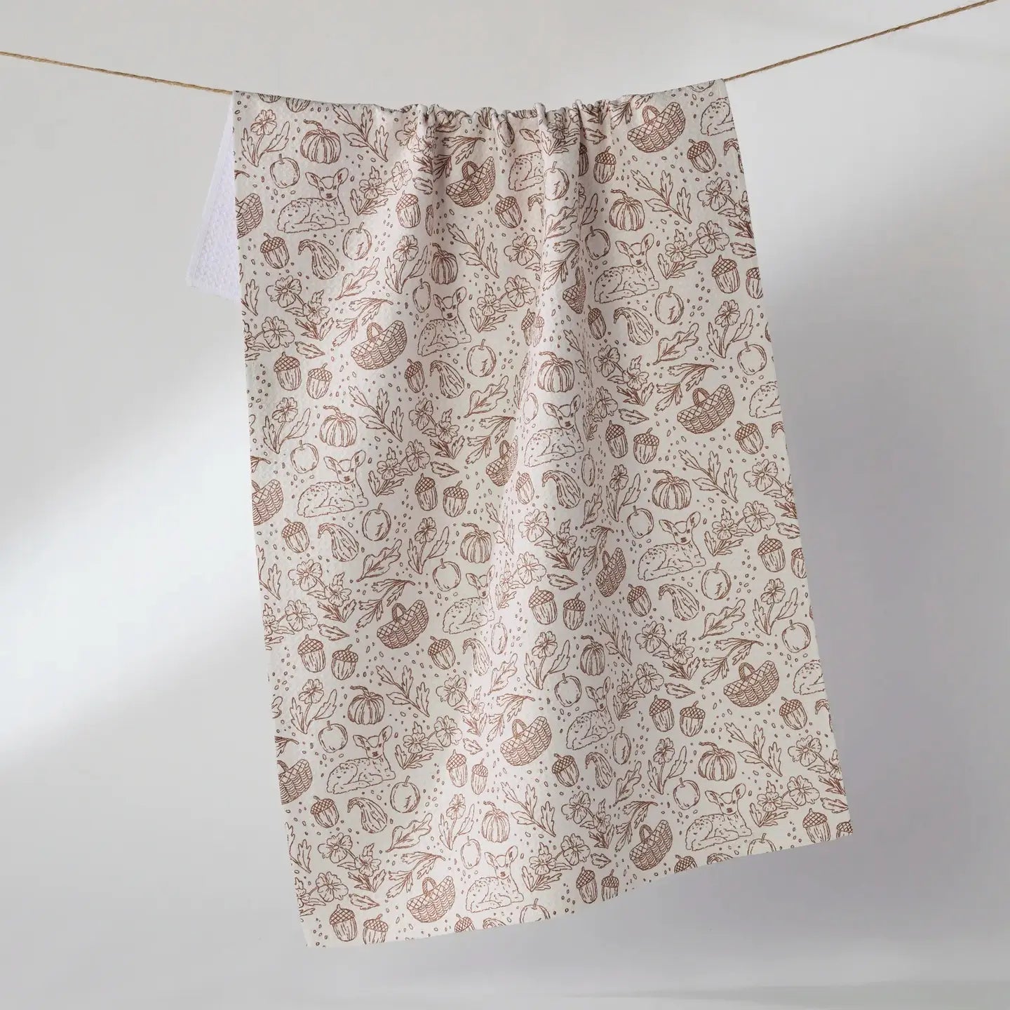Cozy Flora Tea Towel - White