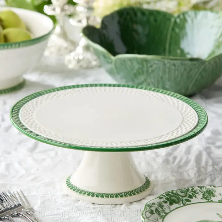 Le Jardin Embossed Rattan Footed Cake Plate