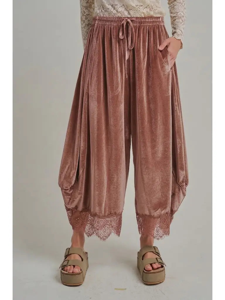 Velvet Flowy Wide Balloon Leg Pants