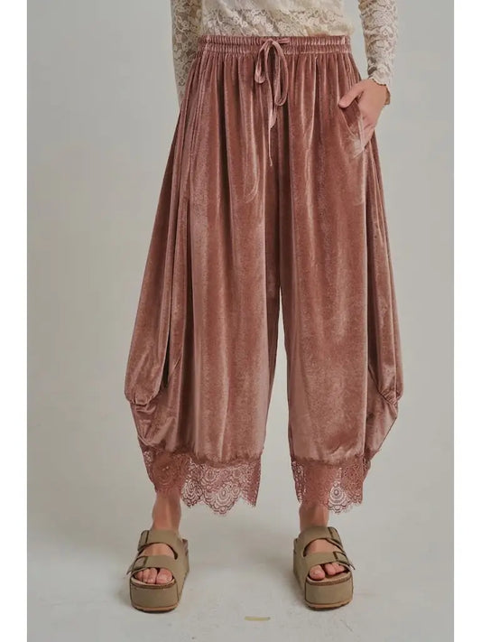 Velvet Flowy Wide Balloon Leg Pants