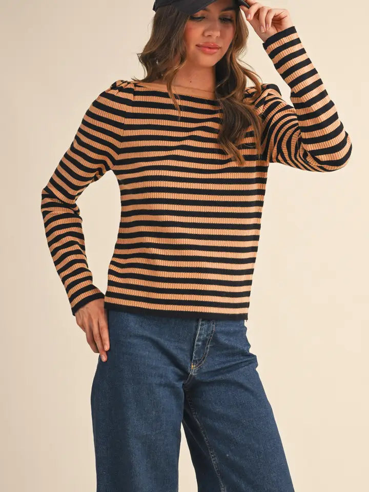 Striped Boat Neck Sweater