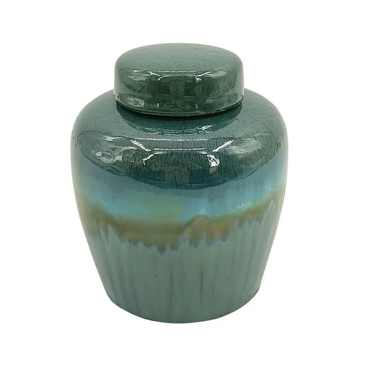 Modern Teal Gradient Ceramic Jar