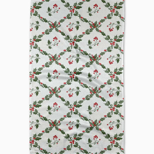 Christmas Lattice Geometry Tea Towel