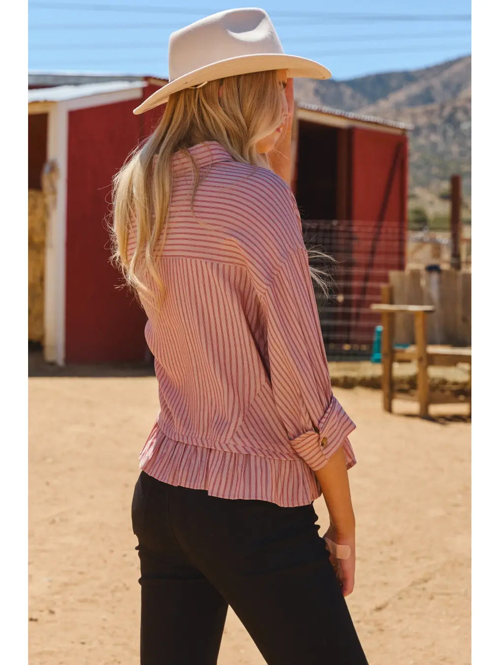 Red Striped Button Up Shirt