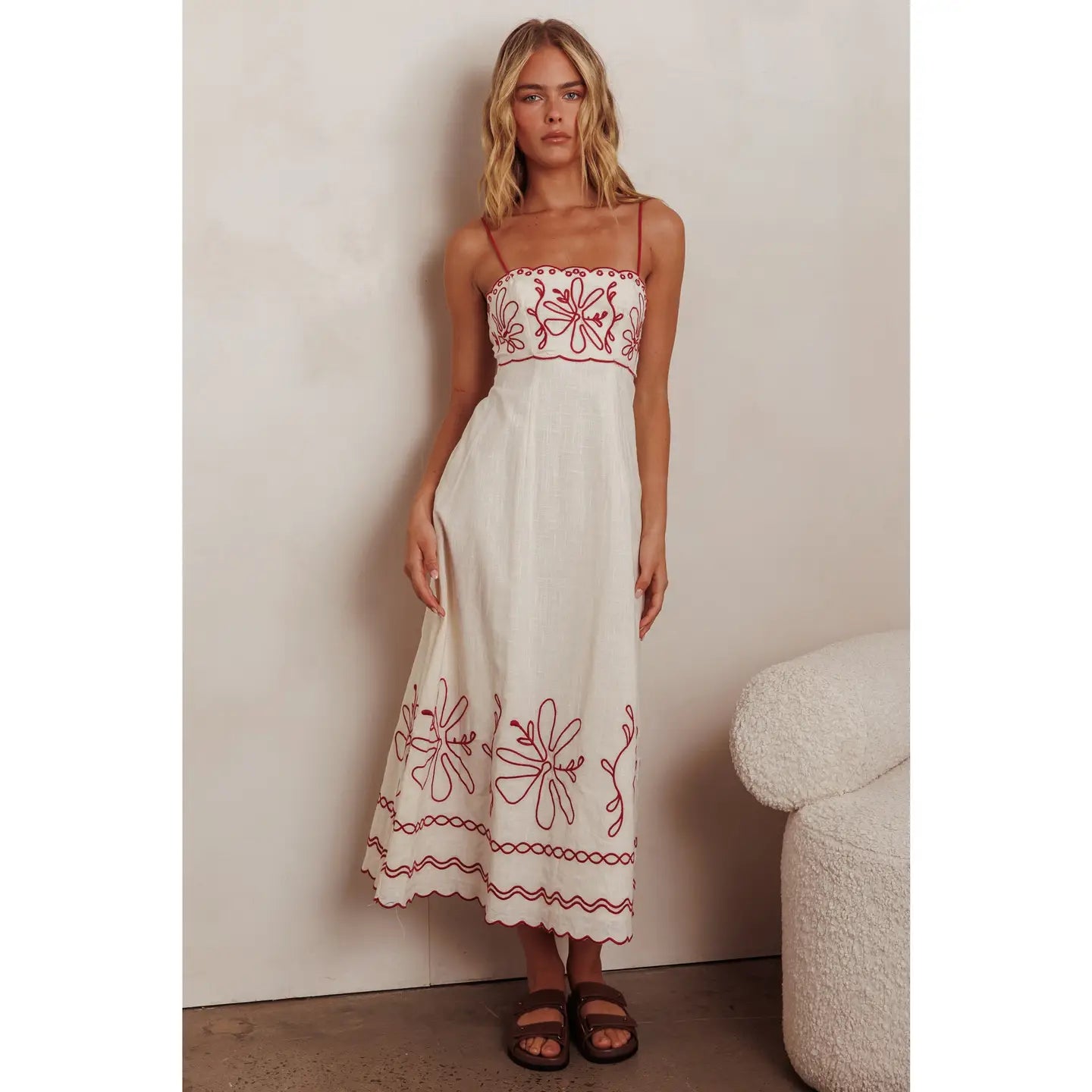 Red Trim Maxi Dress