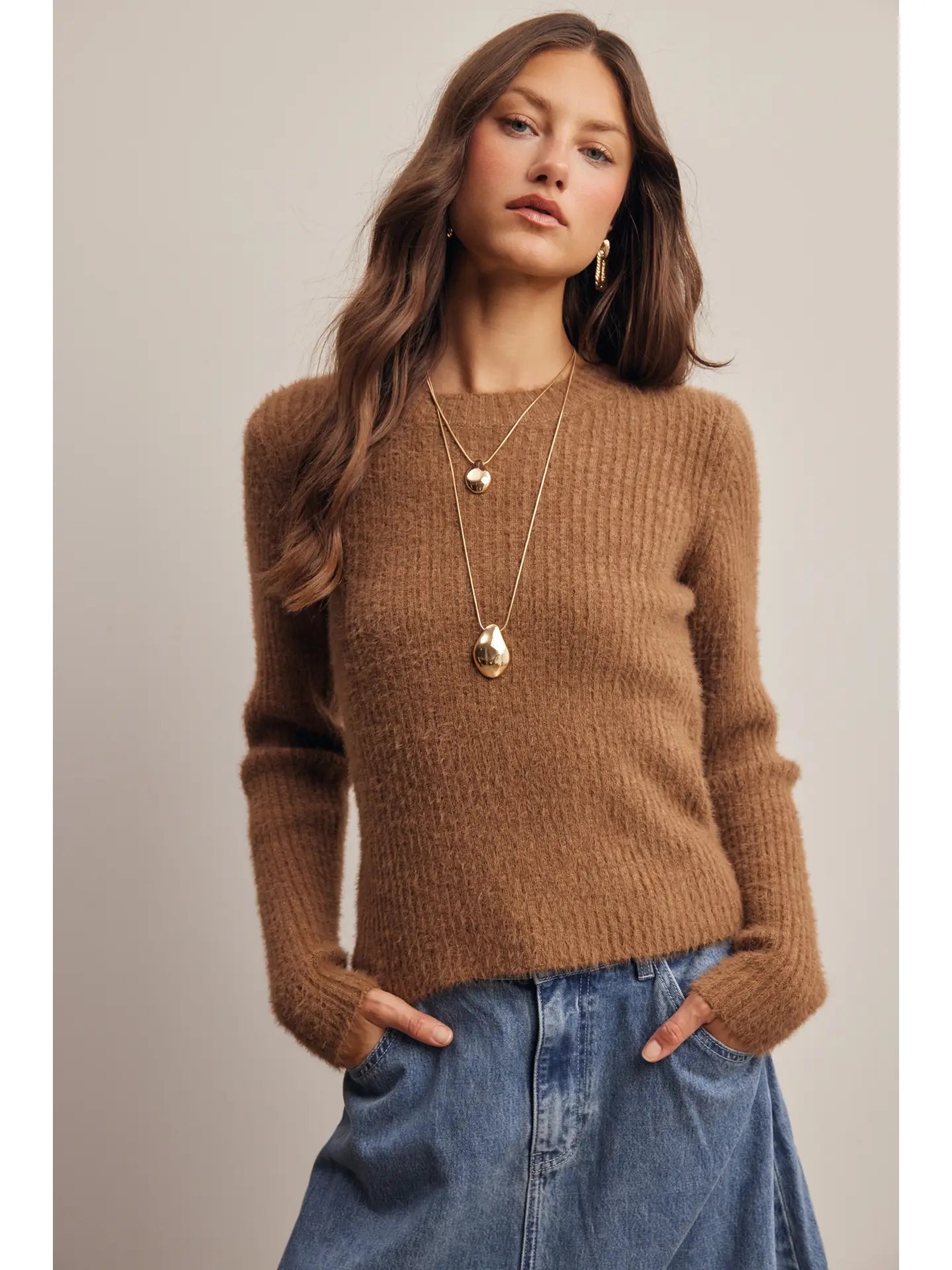 Brushed Rib Knit Sweater