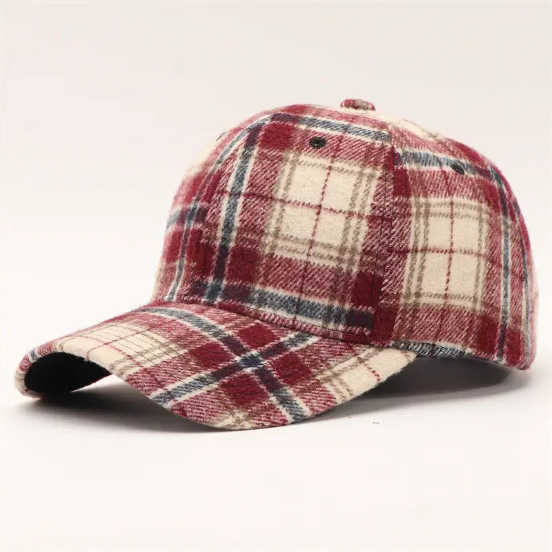 Wool Blend Checkered Baseball Cap
