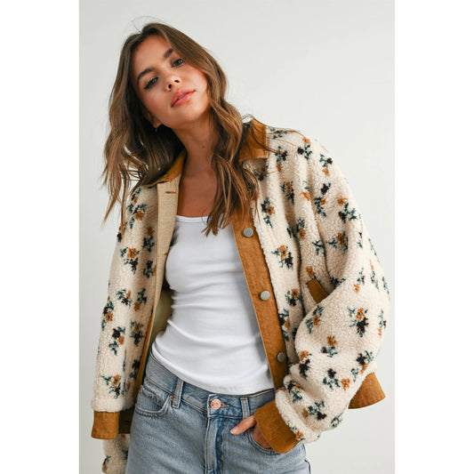 Floral Collared Button Down Jacket