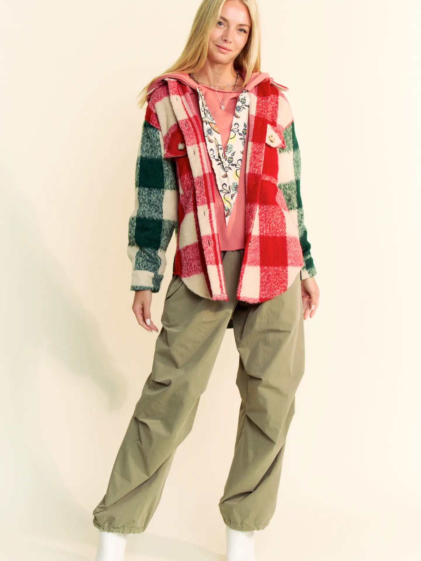 Multi Plaid Pocket Shirt Shacket