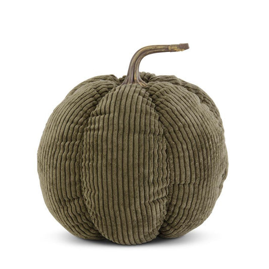 8.5" Green Corduroy Pumpkin