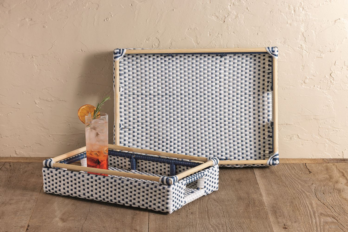 Woven Blue & White Tray