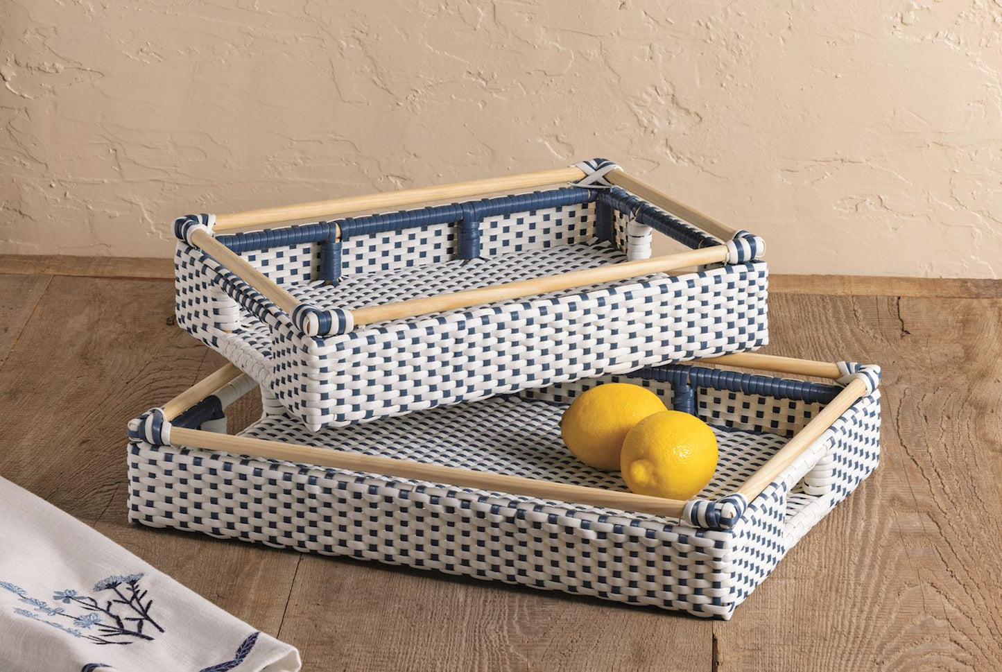 Woven Blue & White Tray