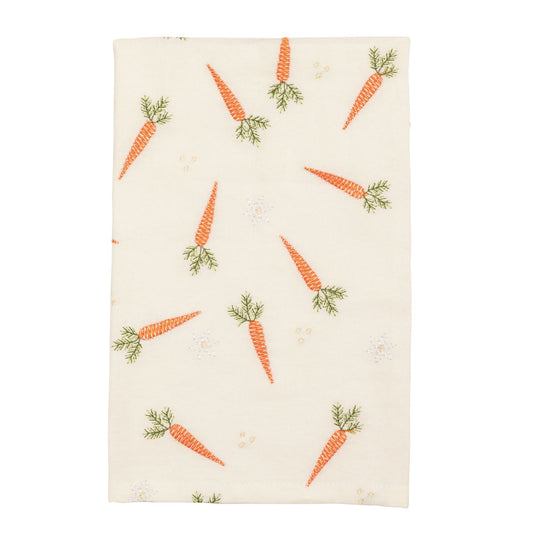 Carrot Embroidered Tea Towel