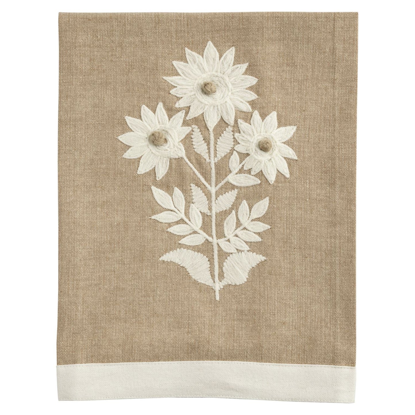 Brown Embroidered Tea Towel