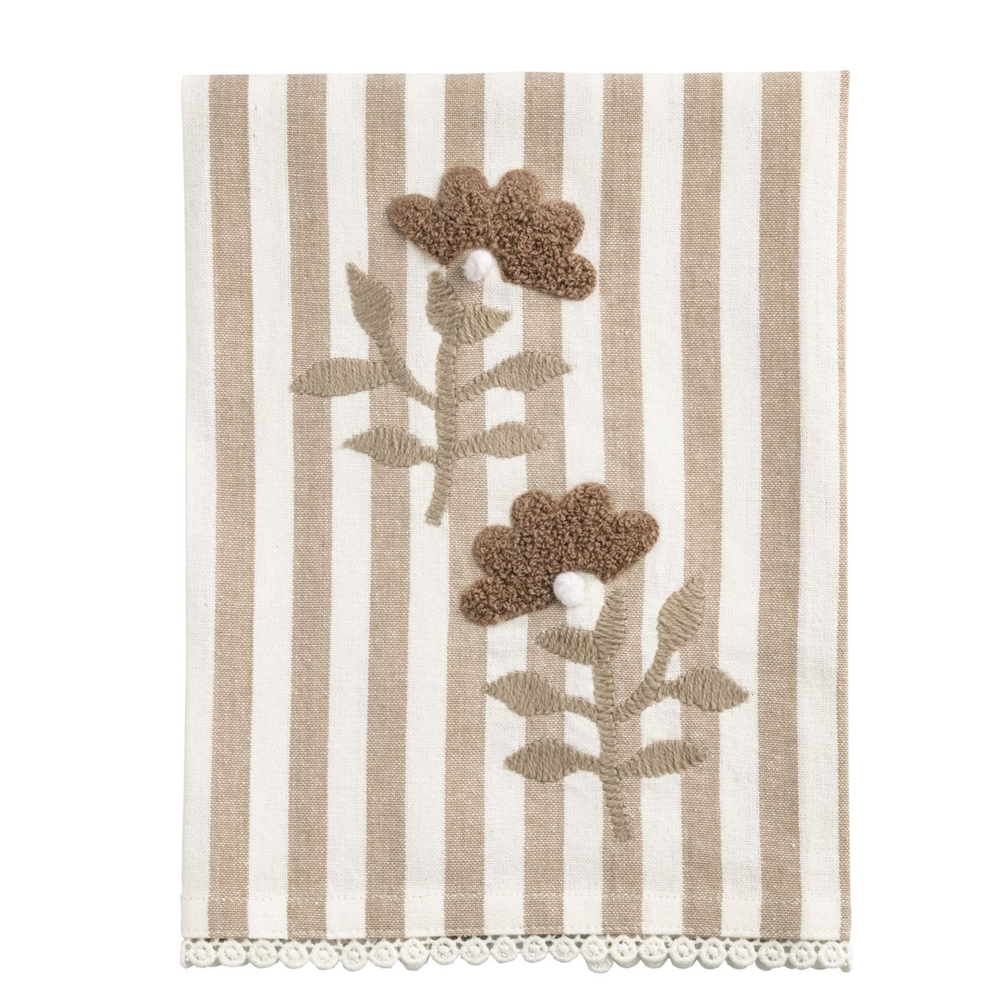 Brown Embroidered Tea Towel
