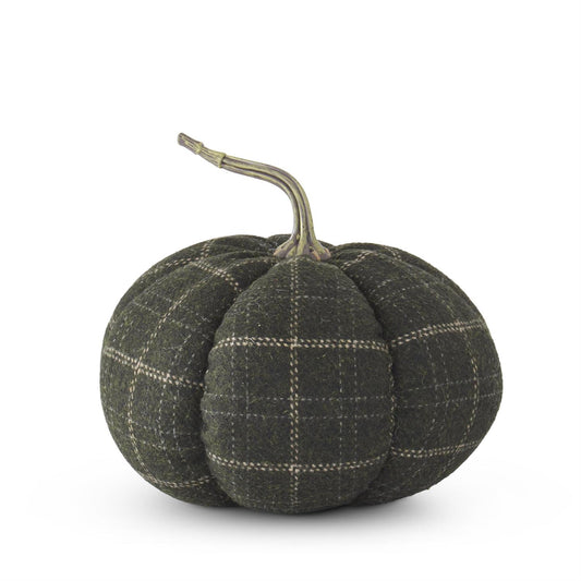 8" Green Plaid Pumpkin