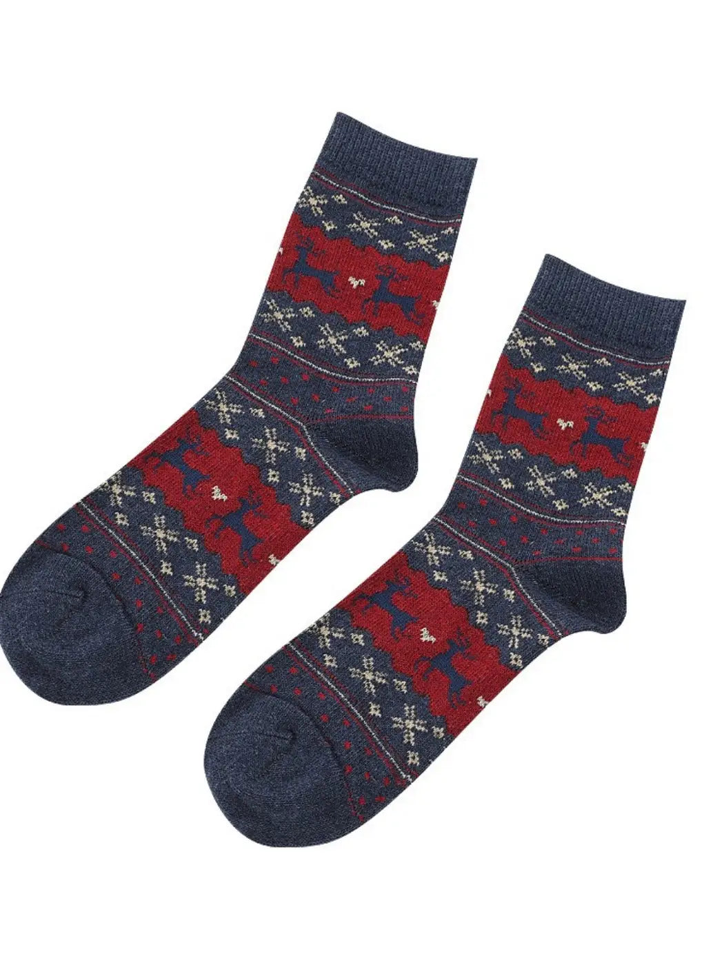 Reindeer Snowflake Christmas Mid-calf Sock
