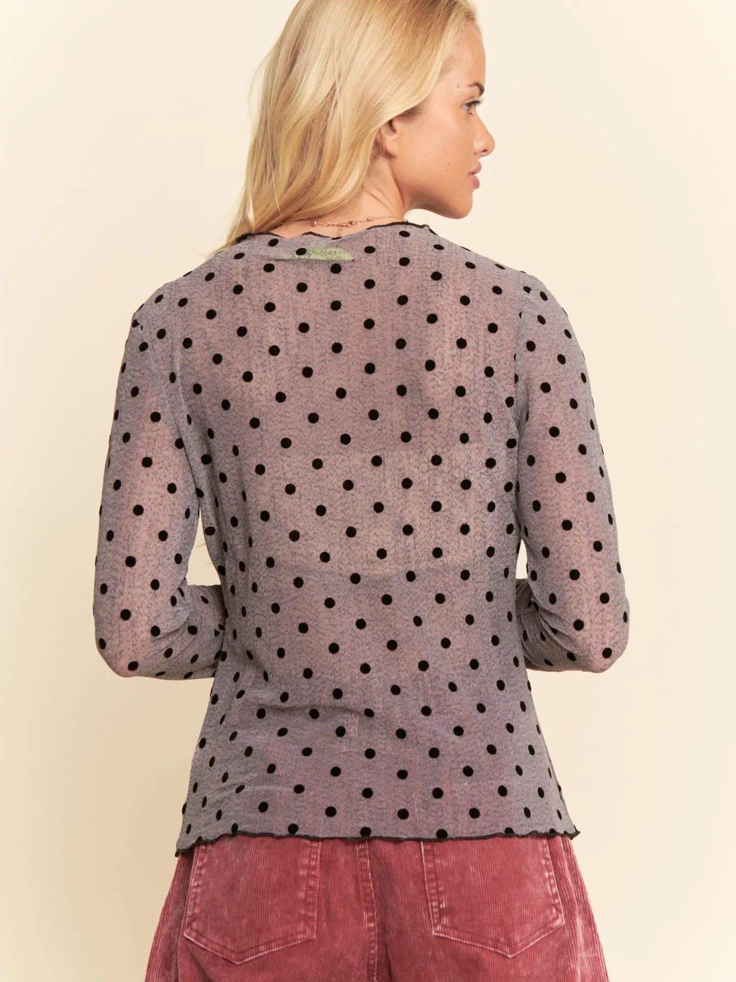 Sheer Long Sleeve Mesh Top