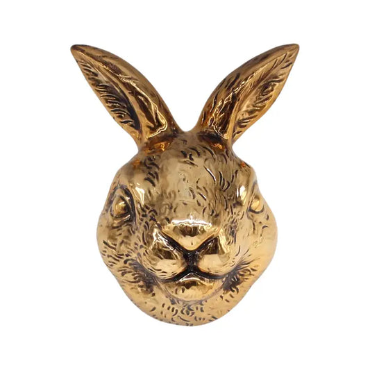Distressed Gold Porcelain Bunny Head