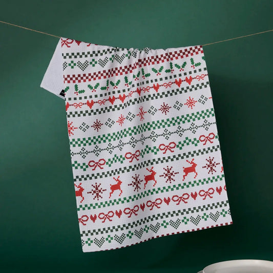 Ugly Sweater Day Geometry Tea Towel
