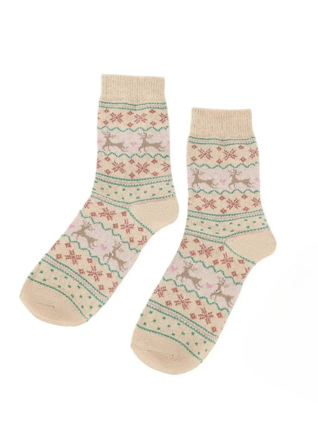 Reindeer Snowflake Christmas Mid-calf Sock
