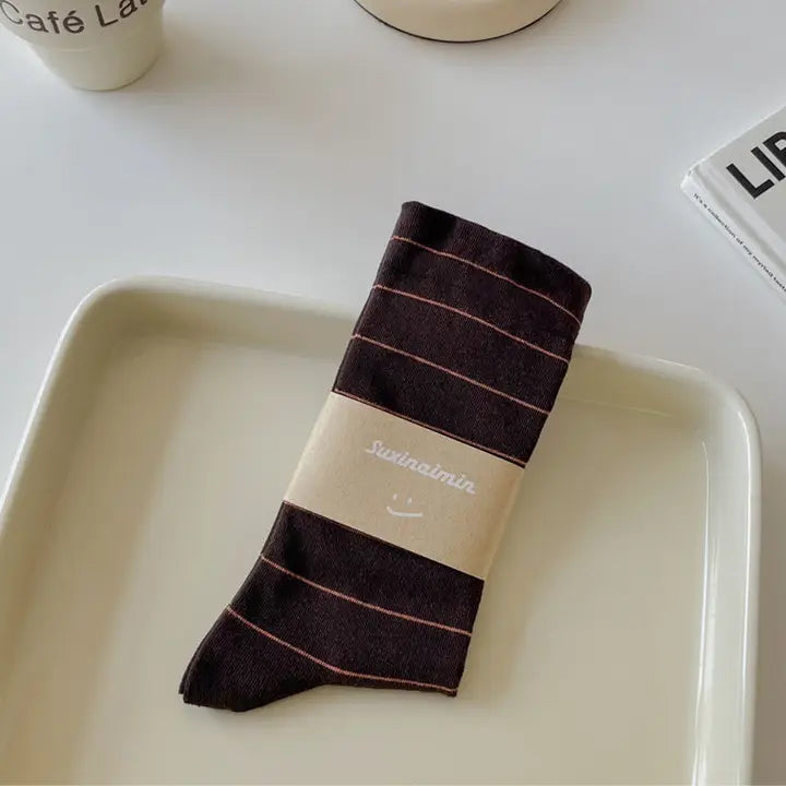 Simple Striped Soft Cotton Socks