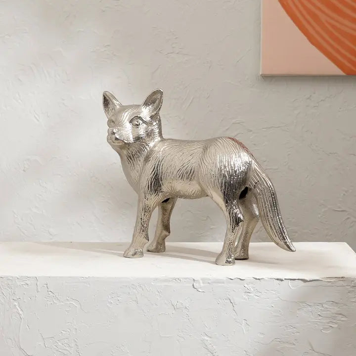 14" Nickel Finish Fox Figure