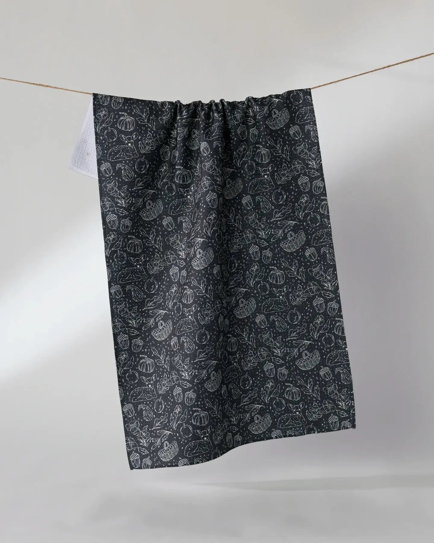 Cozy Flora Tea Towel - Black