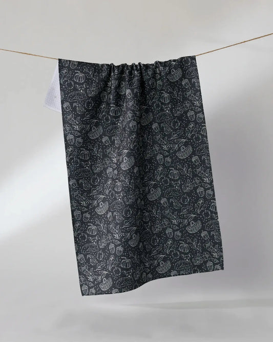 Cozy Flora Tea Towel - Black